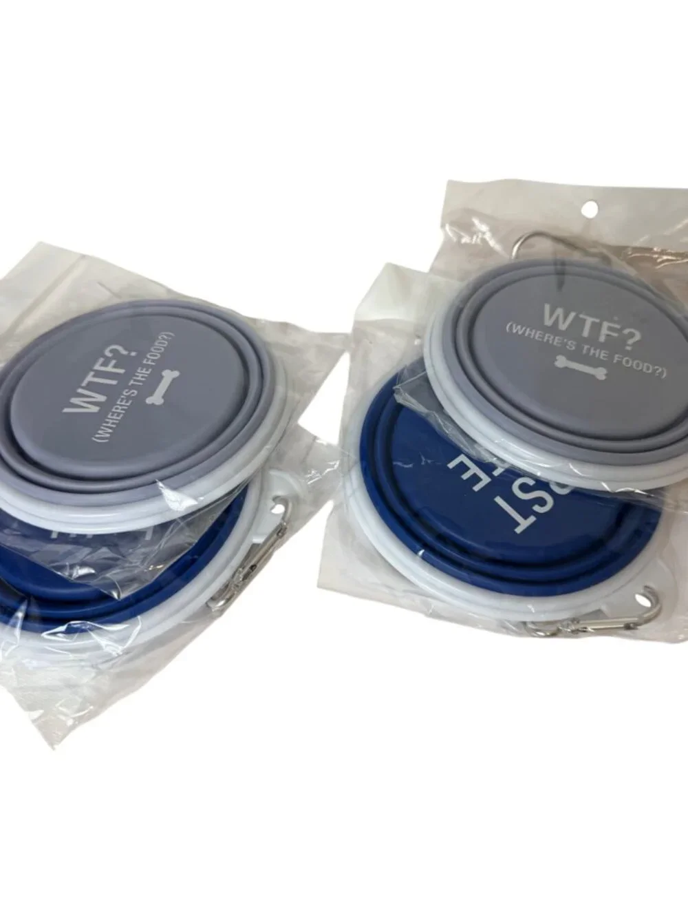 Collapsible Silicone Travel Dog Bowl Set of 2 Carabiners Pet Park Walks Portable